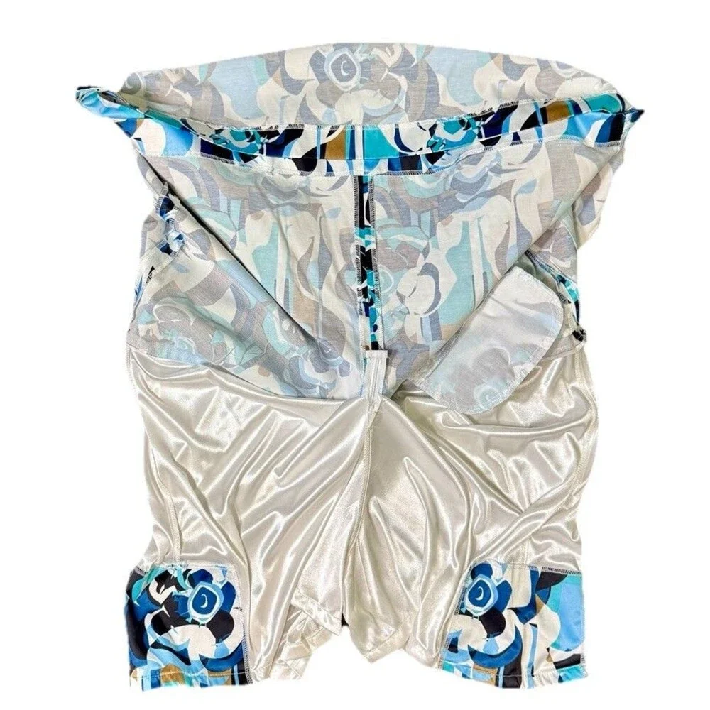 Women’s Mod Retro Floral Geometric Skort Mini Aqua Blue Stretch Golf Tennis‎ 16